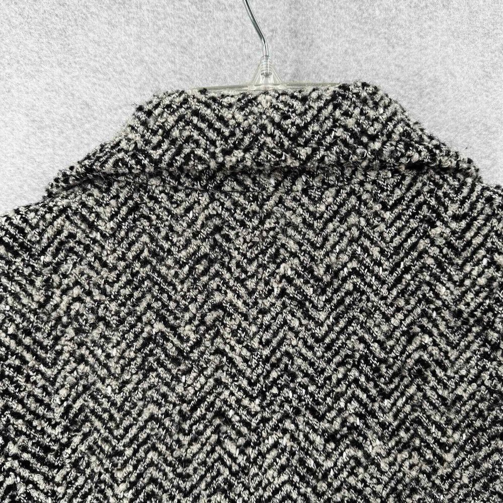 CALVIN KLEIN PeaCoat Women 12 Herringbone Jacket Black Wool Double Breasted - Picture 6 of 10